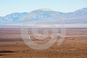 Death Valley National Park, California, USA. Landscape long desert road