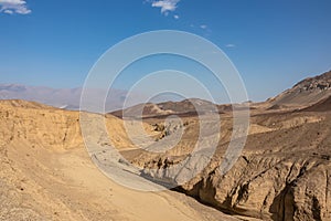 Death valley - Scenic view of colorful geology of multi hued Amargosa Chaos rock formations near Furnace Creek, California, USA.