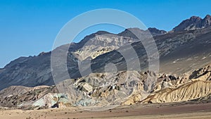 Death valley - Scenic view of colorful geology of multi hued Amargosa Chaos rock formations near Furnace Creek, California, USA.