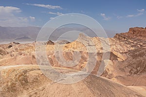 Death Valley - Scenic view of summit peak Manly Beacon seen from Zabriskie Point, Badlands, Furnace creek, Death Valley