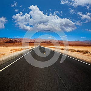 Death Valley straight road in desert National Park