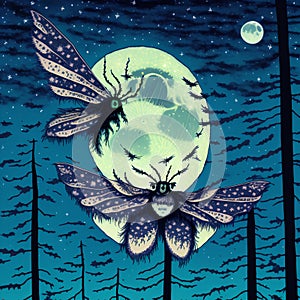 Deathhead Moth, Generative AI Illustration