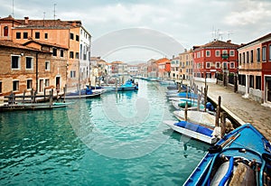 Deatil old architectureon island Murano in Venice