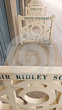 Deauville beach locker rooms famous with the name of American star actor in france