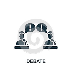 Debate icon. Monochrome simple sign from speech collection. Debate icon for logo, templates, web design and infographics