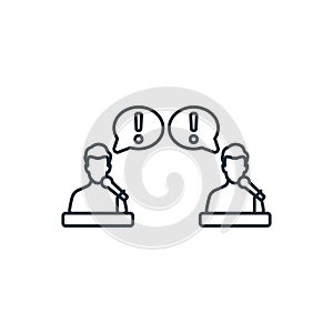 Debate icon. Monochrome simple sign from speech collection. Debate icon for logo, templates, web design and infographics
