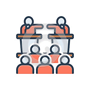 Color illustration icon for Debate, colloquy
