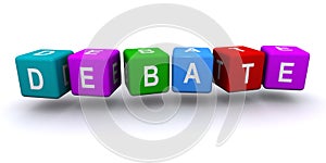 Debate word block on white