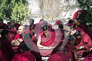 Debating Buddhist scriptures - Lamas at Tibet Sera Monastery