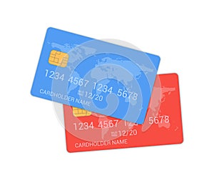 Debit credit card bank design template realistic icon