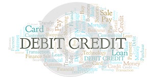 Debit Credit word cloud.