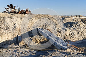 Debris left on the Bonneville Salt Flats