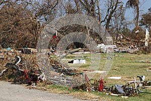 Debris left by Hurricane Katrina