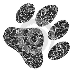 Debris Mosaic Paw Footprint Icon