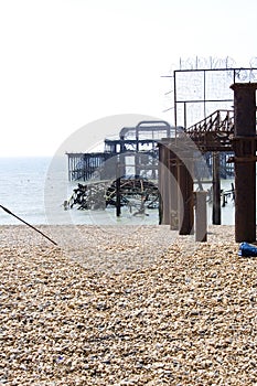 Debris of the old west pier in Brighton