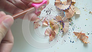 Debris from the sharpening on white background