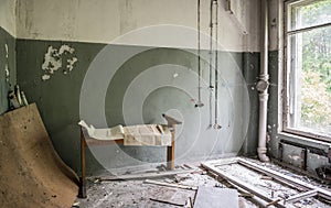 Debris in technical room in Pripyat