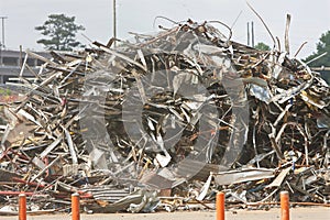 Debris And Twisted Metal Are Piled High At Demolition Site