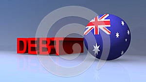 Debt with Australia flag on blue
