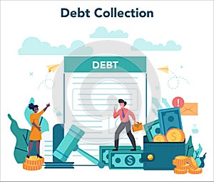 Debt collector concept. Pursuing payment of debt owed by person