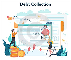 Debt collector concept. Pursuing payment of debt owed by person