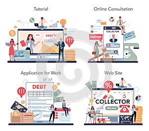 Debt collector online service or platform set. Pursuing payment
