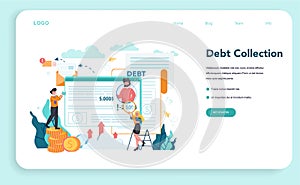 Debt collector web banner or landing page. Pursuing payment