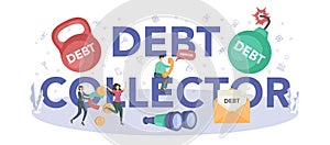 Debt collector web banner or landing page set. Pursuing payment