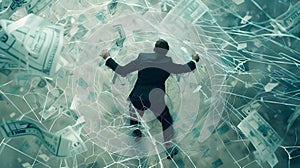 Individual stuck in a cobweb of financial responsibilities photo
