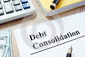 Debt consolidation form and money.