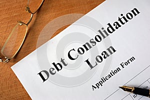 Debt consolidation loan form.