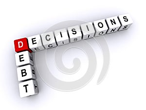 Debt Decisions word block on white