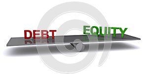 debt and equity balance on white