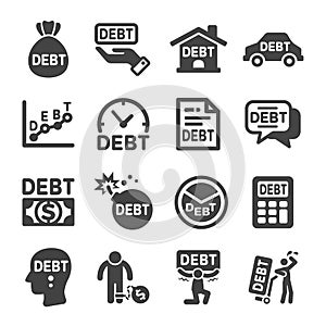 Debt,finance icon set