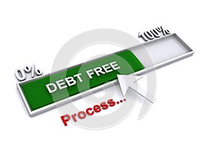 Debt free process on white photo