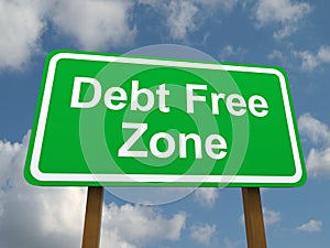 Debt Free Zone Road Sign