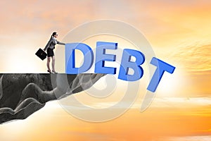 Debt and loan concept with businesswoman
