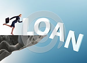 Debt and loan concept with businesswoman