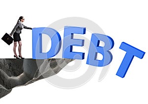 Debt and loan concept with businesswoman