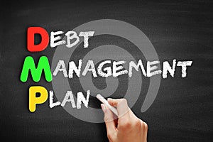 Debt Management Plan acronym on blackboard