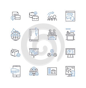 Debt monitoring line icons collection. Financial, Management, Credit, Score, Budget, Expenses, Income vector and linear