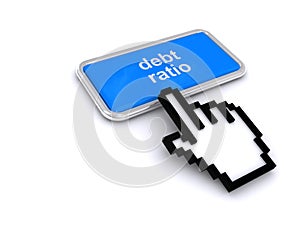Debt ratio button on white