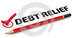 Debt relief. The check mark