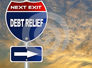 Debt relief road sign