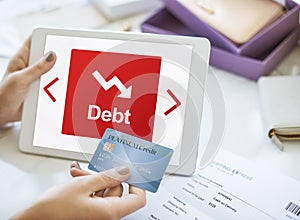 Debt Risk Difficulty Downfall Concept