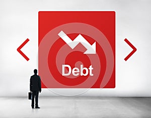 Debt Risk Difficulty Downfall Concept