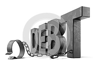 Debt text with shackles