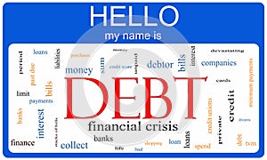 Debt Word Cloud Nametag Concept