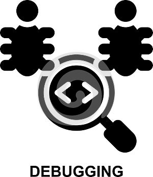 debug, debugging, searching, bug, programming, coding solid glyph icon
