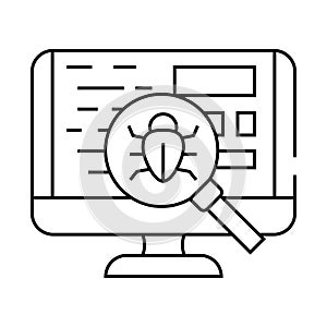 debugging code software line icon vector illustration